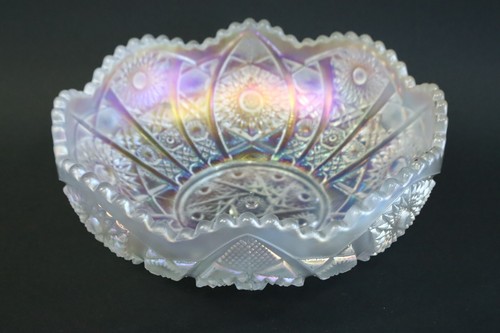 Vintage Imperial White Carnival Glass BOWL Octagon Serving Bowl 7.5" - Picture 2 of 13
