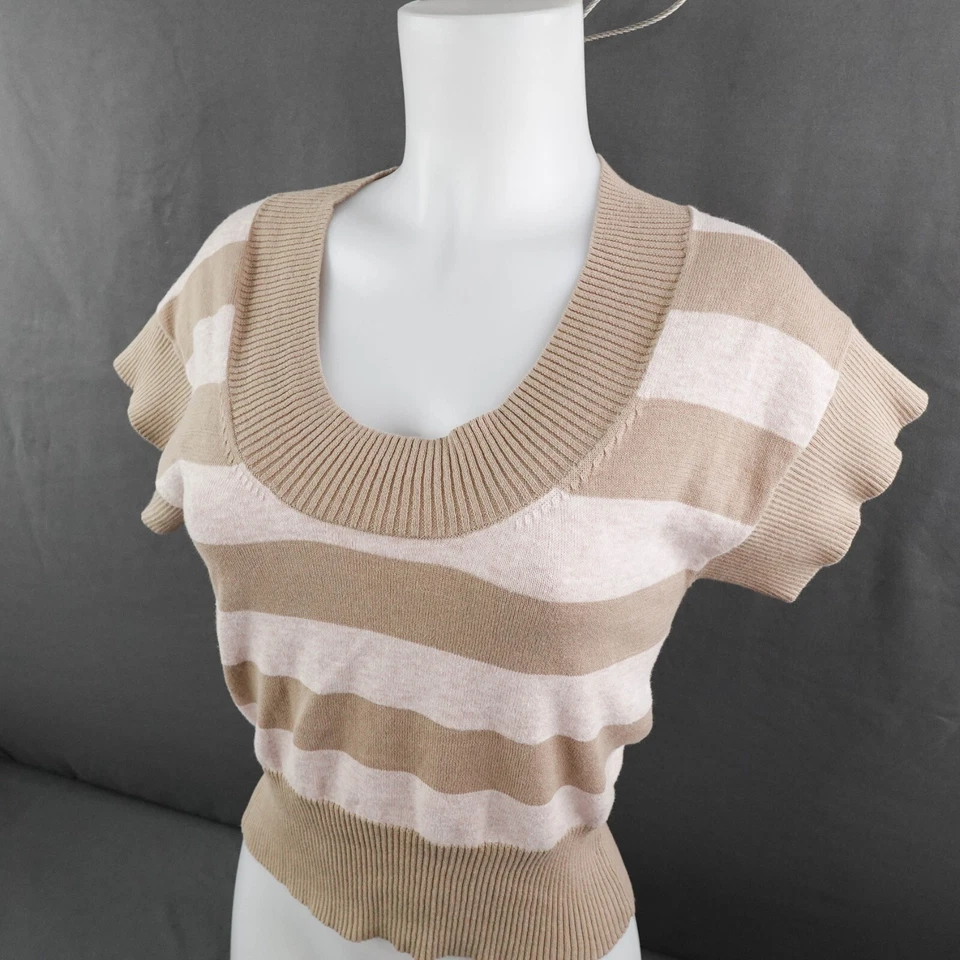 Suéter The Limited Mujer Pequeño Bronceado Minimalista Preppy Retro Y2K Academia Recortado Foto 3 de 4