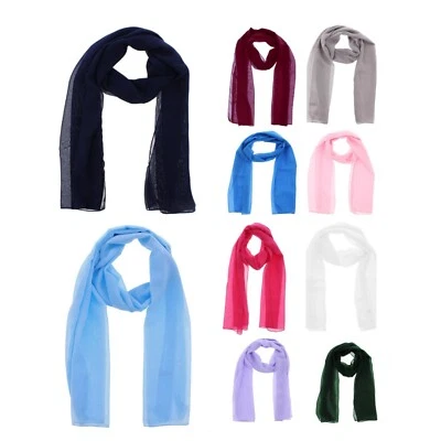 Ladies Chiffon Scarves Women Plain Neck Wrap Scarf Girls Headscarf Soft Headwrap