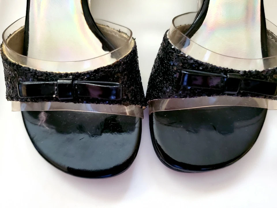 Sam & Libby Infant Toddler Girl Black Bling Bling Dress Sandals Heels Shoes Sz 9 - Image 3 of 4