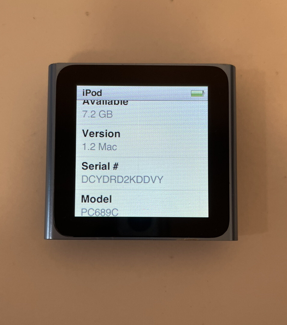 Apple iPod Nano 6th Generation 8GB - Blue - Works Great