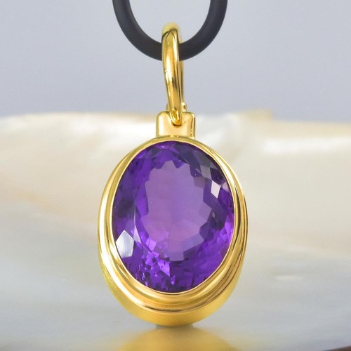 Purple Amethyst Diamond & 18K Gold Vermeil over Sterling Silver Pendant 9.62 g - Picture 4 of 12