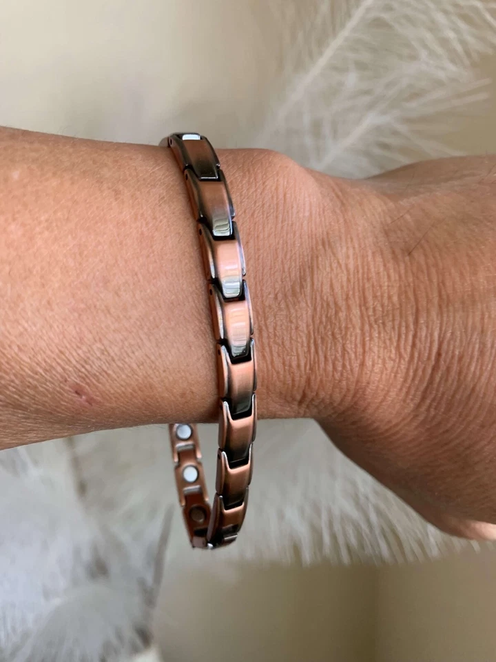 Pulsera Magnética Delgada Cobre Puro Mujeres Hombres Equilibrio Energía Poder Alegría Artritis Foto 2 de 4