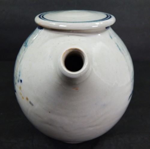 VINTAGE HANDGEWORFEN STEINZEUG KUNSTKERAMIK TEEKANNE & 5 TASSEN SET KÜNSTLER SIGNIERT SCHWARTZ - Bild 10 von 24