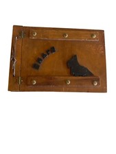 Vintage Handmade Wooden Photo Album With Black Pages  Snap Closure