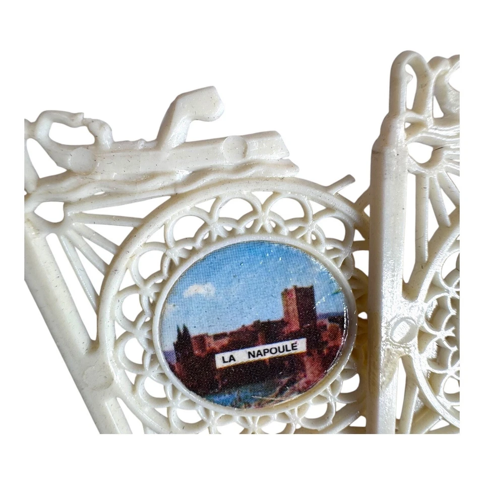 Винтажный сувенирный вентилятор Napoule Côte DAzur сцены сложный дизайн ЧИТАЙТЕ - Изображение 3 из 4