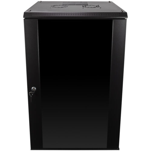18U Wall Mount Network Server Data Cabinet Enclosure Rack Glass Door Lock w/ Fan