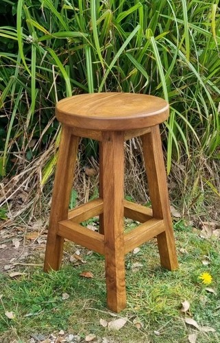 Solid Wood Stool/Lamp Table/Plant Stand/Rustic/Hand Carved/Waxed 50hx27x27cm - Picture 6 of 8