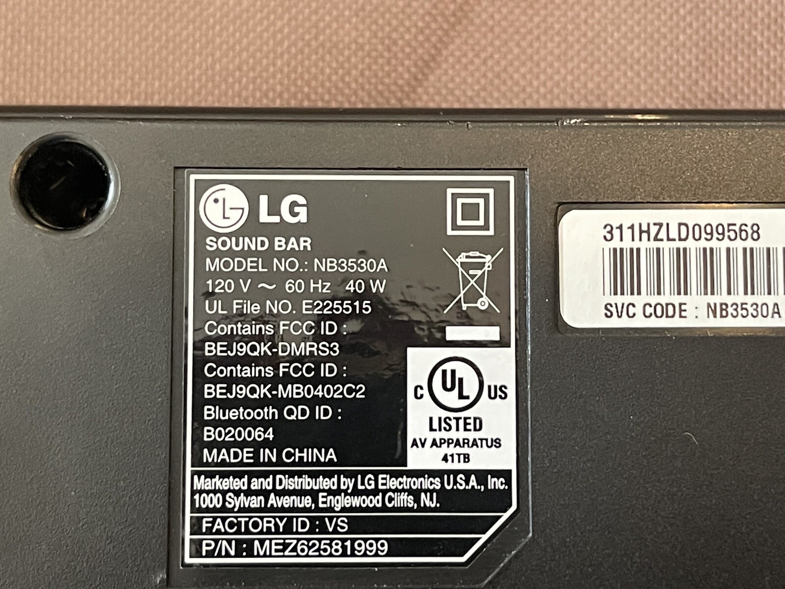 LG Sound Bar NB3530A 35W 39 Inch with power cord eBay