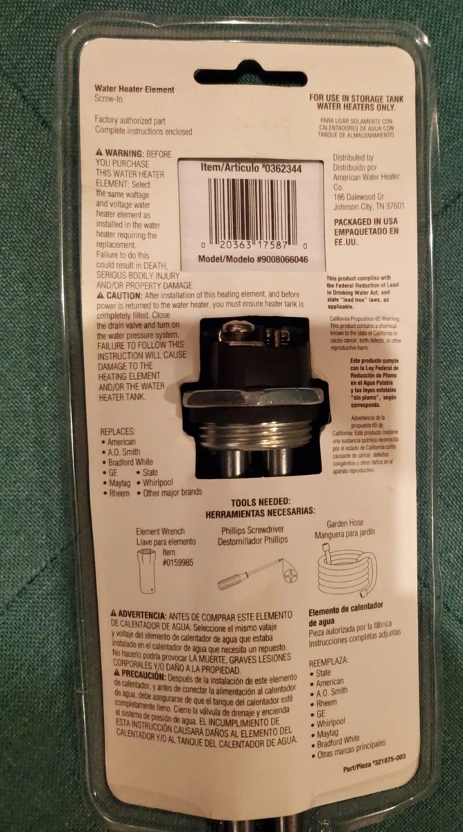 Utilitech Water Heater Element 4500W/240V Universal Element | eBay