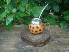 Argentina Mate Gourd Hand Made Natural Tea Cup + Straw -Yerba Mate Smoked01