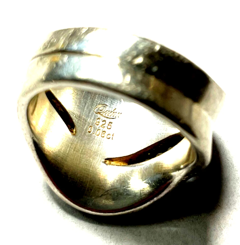 Massiver 925 Silber Designer Ring QUINN mit 3 Brillanten 0,06 ct RG 55 Ø 17,5 mm - Bild 2 von 4