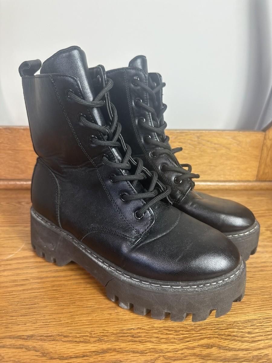 Black Combat Platform Combat Boots Men Y2K Chunky Platform Combat