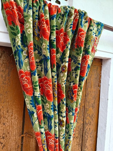 INDISCHER VINTAGE BAUMWOLLSAMT VORHANG FENSTERDEKOR FLORAL BEDRUCKT TÜRVORHANG - Bild 3 von 7