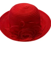 Cejon Solid Rose Floppy Bucket Hat, Red