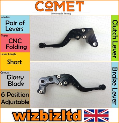 Kawasaki ZX-6R (ZX636) 2013-2016 [Folding Short Black] [Comet Race Levers]