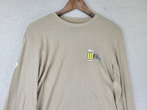 Eighty-Eight Bad Habits Shirt Mens M Beige Beer Glass Embroidery Funny Crew Neck - Picture 5 of 19