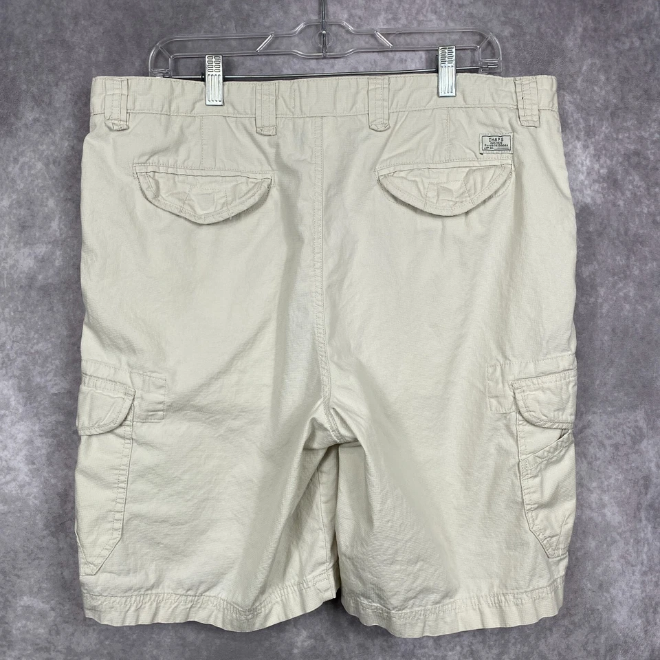 Chaps Ralph Lauren Cargo Shorts Mens 42 Beige Gridstop Utility Gotpcore Preppy - Image 2 of 4