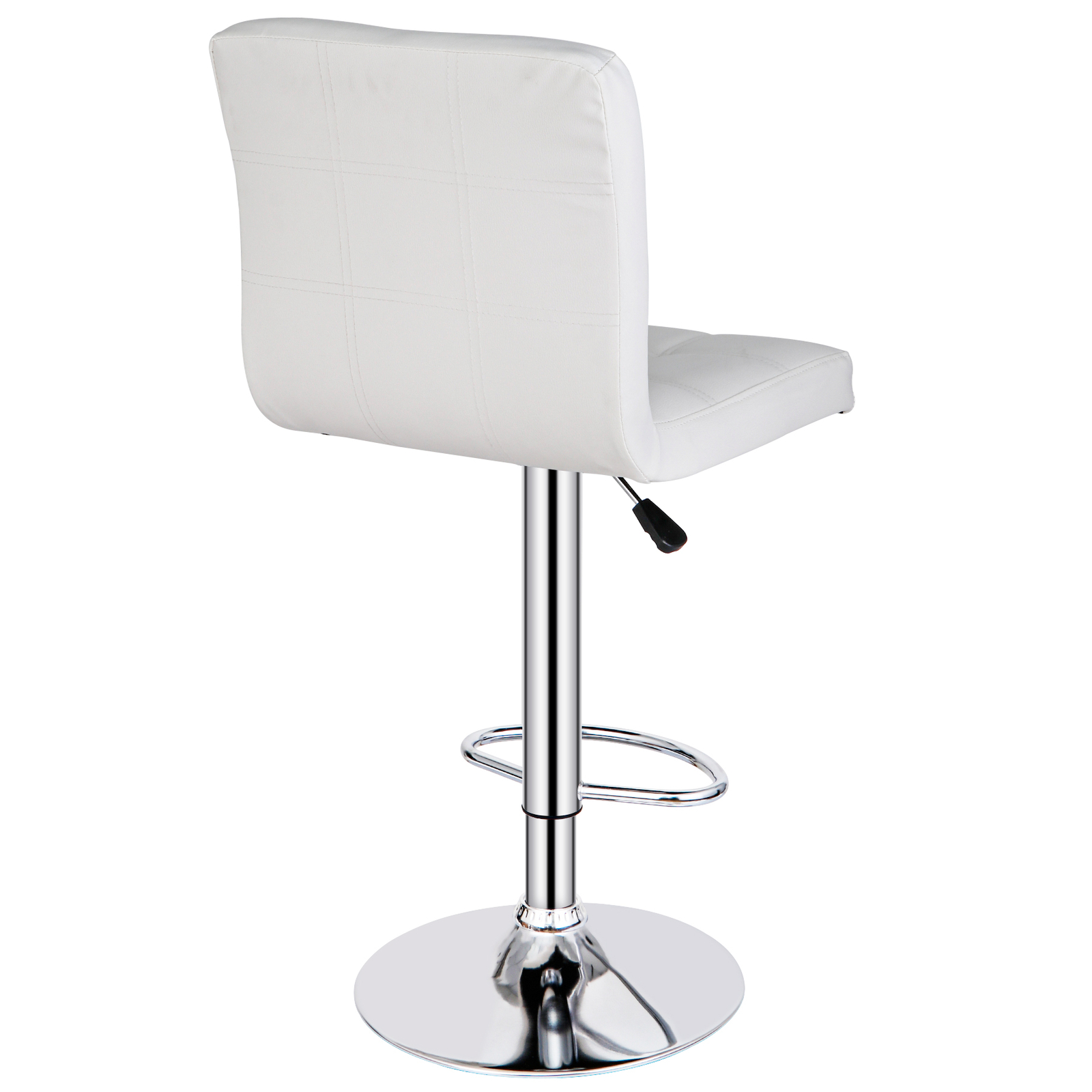 Set of 2 White Modern Bar Stools PU Leather Chairs Metal Frame w/3 ...