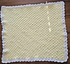 New Hand Crafted Crochet Receiving  Christening Baby Blanket Super Soft Neutral