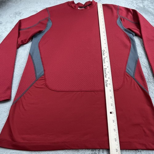 Nike Pro Combat Men Medium Red Fitted DriFit Fitted Long Sleeve Crewneck Shirt - Picture 7 of 14
