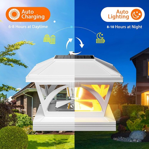 2 Pack White Outdoor Solar Powered LED 4 x 4 Fence Post Cap Lights For PVC Post - Picture 4 of 8