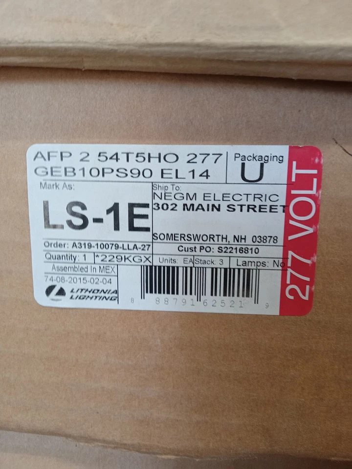 LITHONIA LIGHTING AFP 2 54T5HO 277 GEB10PS90 EL14 EMERGENCY FIXTURE. NEW - Image 4 of 4