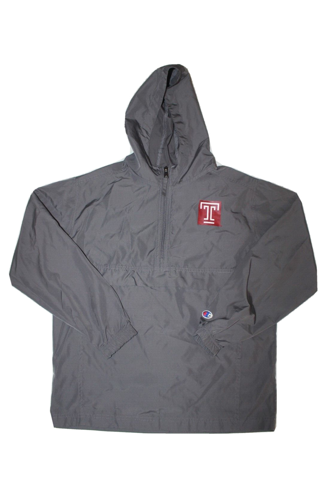 Temple University Champion Wind Breaker grey Logo Front Pock