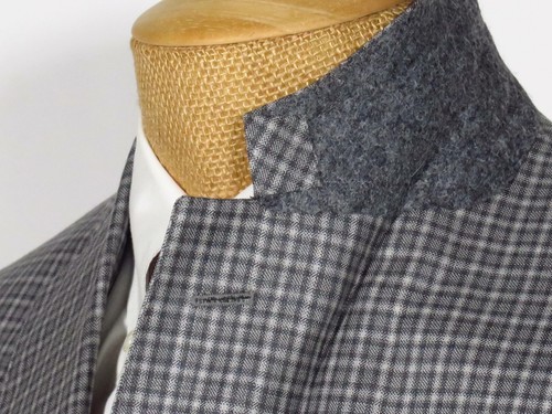 Daniel Cremieux Italy (Isaia) Piana Wool Gray Small Plaid Check Sport Coat, 44L - Picture 5 of 12