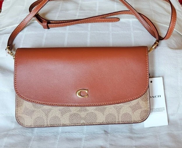 Coach Wyn Signature Logo Canvas Crossbody Bag - Tan Rust