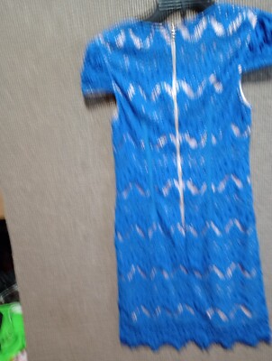 Moon Blue Sleeveless Small Eyelash Lace Dress Nwt Small | eBay
