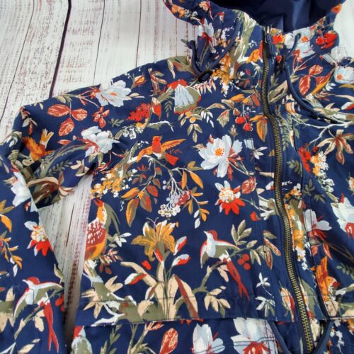 Columbia West Bluff Jacket Womens M Blue Nocturnal Birds Floral Hooded Outdoor - Picture 5 of 23