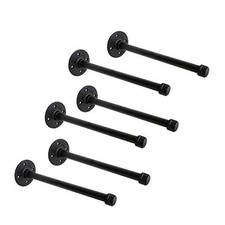 1/2" Industrial Black Iron Pipe Shelf Brackets, Rustic Wall Mounted 10 Inch 6