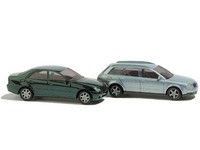 Busch 8346 - Pkw Audi A4 Avant & Mercedes-Benz C-Klasse Metallic - Spur N - Neu
