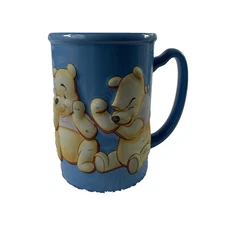 Disney Winnie The Pooh Blue 3D Relief Ceramic Coffee Mug Cup Theme Parks Disney