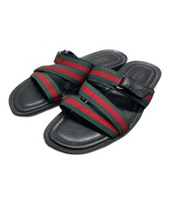 GUCCI Shelly Line Web Stripe Sandals/ Black/ Size 27