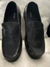 Sperry Top Sider Boys Colton Black Penny Loafer Dress Shoes Size 5
