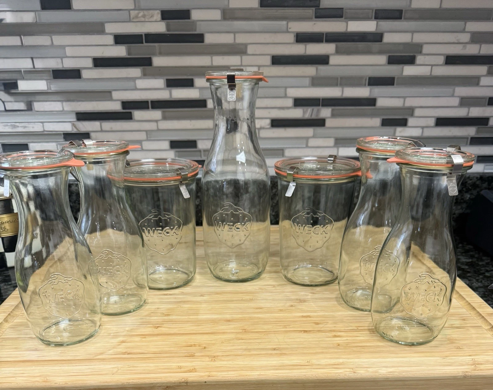 Williams Sonoma Weck 7 Piece Juice & Mold Jar Variety Set! New Read