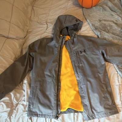 Under Armour Men s M Hooded Full Zip Jacket Gray/Yellow Lined Pockets