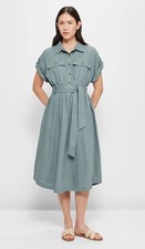 Target Size 14 Linen Blend Utility Midi dress Khaki Green 