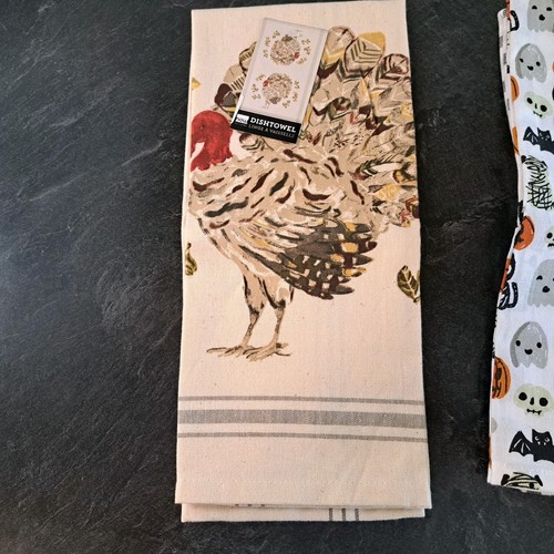 4 NEW Holiday Cotton Tea Kitchen Towels Thanksgiving Halloween Valentine's NOW - Picture 4 of 9