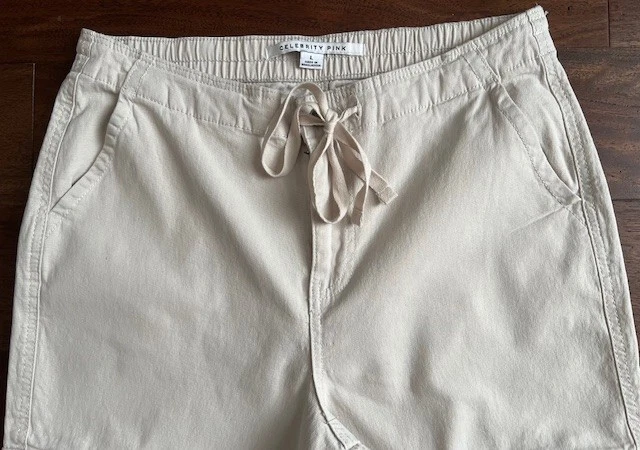 Pantalones de chándal cargo de algodón rosa celebridad para mujer marfil talla L NUEVO Foto 4 de 4