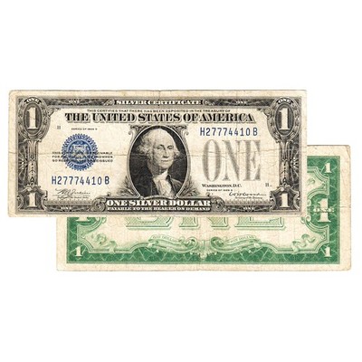 $1 - 1928 Funny Back Blue Seal Silver Certificate Fine F