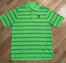 John Deere Classic Green Golf Polo Mens Size Large Antigua Desert Dry Shirt EUC