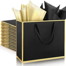 12 Pack 12 Pack Metallic Paper Gift Bag with Handles and Tissue Paper 11.8 x 10 