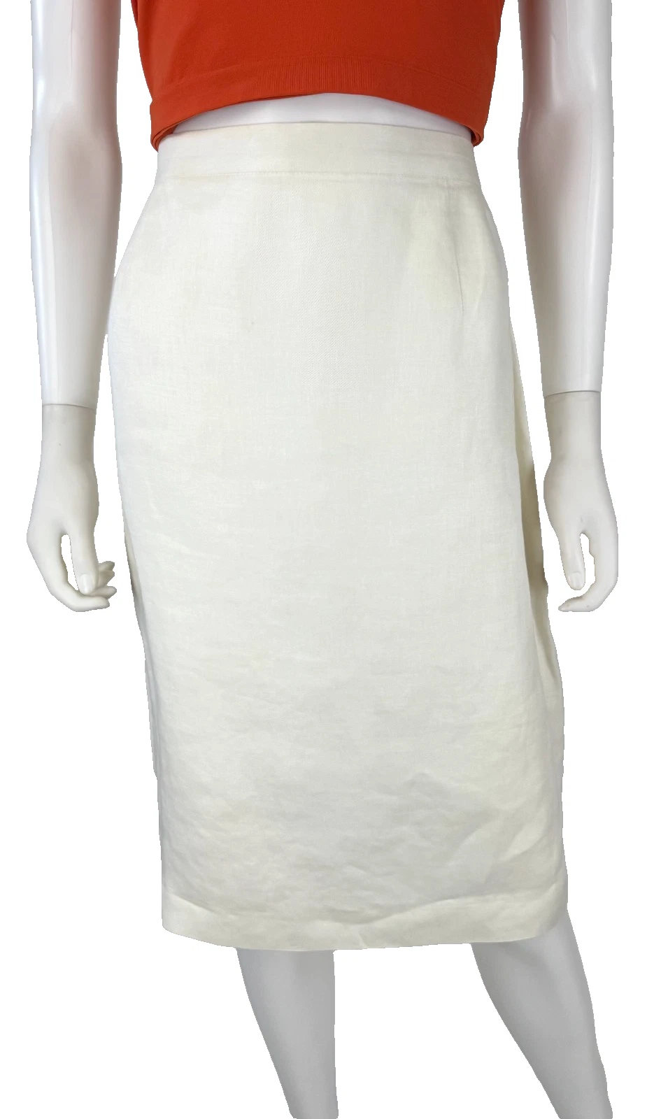 Escada Ivory Linen Dress Skirt 14 US 50 IT 44 D XL Pencil Lined Zip Runway Auth