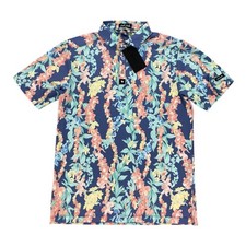 NEW Bad Birdie Core Golf Polo Shirt Floral Lei'd Short Sleeve Mens Size M
