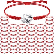 48 Pcs Cheerleader Gifts Cheer Bracelet Cheerleading Charm Bracelet Adjustabl...