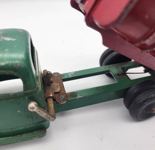 Vintage Hubley Kiddie Toy 9" Dump Truck Metal Green Red 1950s USA 476 - Picture 14 of 18