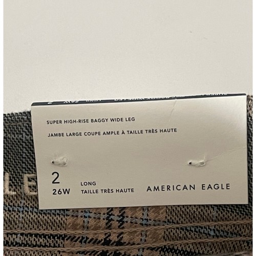 American Eagle Plaid Pants Super High-Rise Baggy Wide Leg Size 2 Long NWT - Picture 3 of 9
